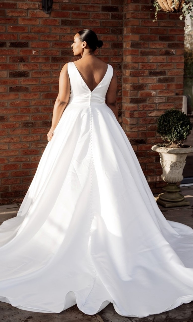 British Bridal Satin Gown - Back - New to order